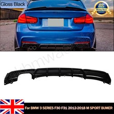 GLOSS BLACK PERFORMANCE LOOK REAR DIFFUSER FOR BMW 3 SERIES F30 F31 M SPORT UK