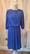 Berkertex Ladies Evening Dress Vintage Blue Size 10 1980s Retro 