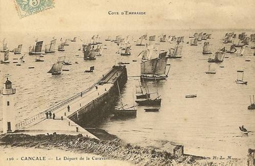 Old postcard cancale - postcard, depart
