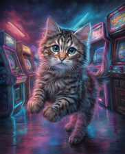 8x10 Cat Running Through A