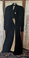 Vintage 1920's Long Black Velvet Art Deco Evening Opera coat TLC As Is