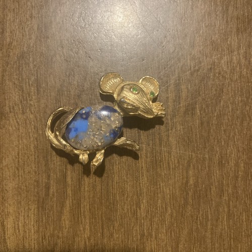 Vtg mouse broken brooch green - vtg,