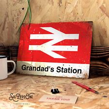 Personalised Railway Train Station Metal Sign Landscape Platform Steam rail set
