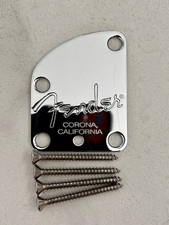 Fender Contoured Stratocaster Neck Plate with Spaghetti Logo - for Deluxe Strat