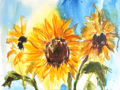Original sunflower painting - sunflower,