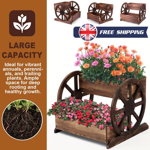 Wooden wagon planter - wooden, box