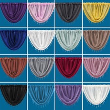 Plain Beaded Voile Swags All Colours - Net Curtains Voile Swag Valance Pelmet