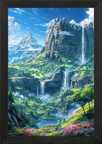 Fantasy landscape framed - fantasy, wall