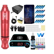 POSEIDON Tattoo Machine Kit - Rotary Pen with 20 Cartridge Needles for Beginners