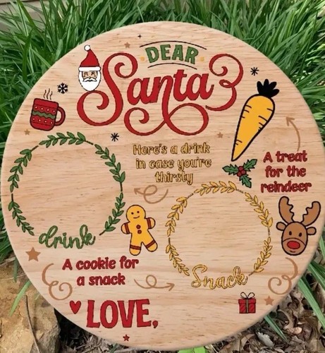 Round wooden santa - round,