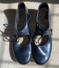 Roch Valley Black  Low Heel Tap Dance Shoes PU Toe Taps Size 5 Unisex