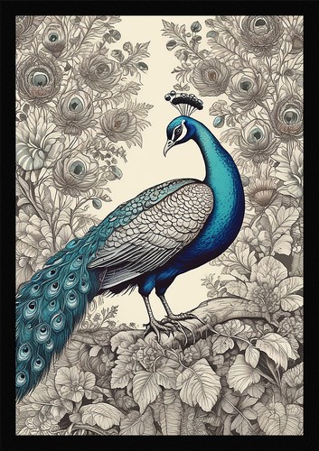 Peacock wall art - art, beautiful
