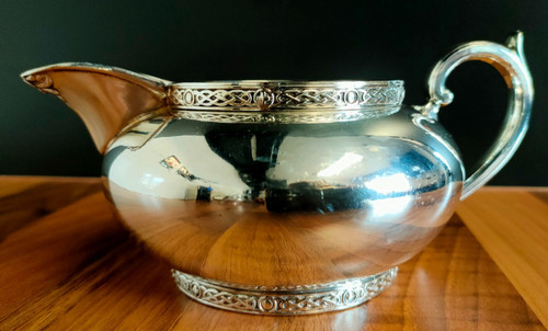 Antique silver bowl jug - silver,
