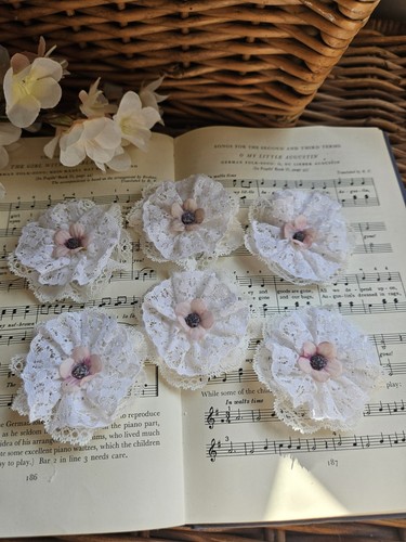 Handmade lace fabric flowers - lace,