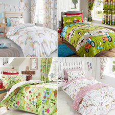 Childrens Duvet Cover Bedding Bed Set or Curtains Farm Animals Horses Kids