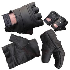 LEATHER FINGERLESS GLOVES WEIGHT TRAINING CYCLING DRIVING BIKERS WHEELCHAIR USE
