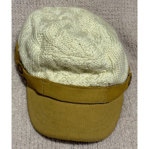 Cable knit newsboy - knit, ivory