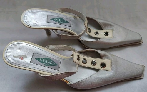 White silver leather retro - silver,