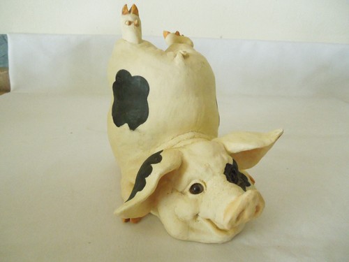 Vintage tumbling pig figurine - tumbling,