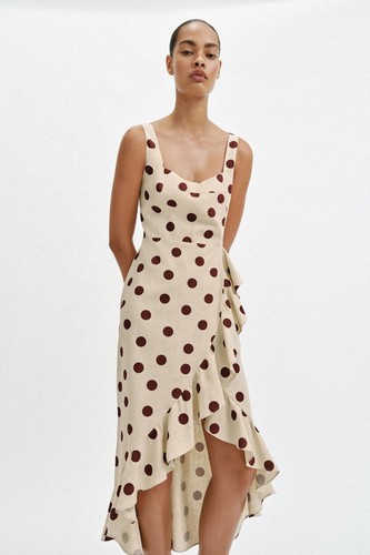 New zara linen blend midi - blend,