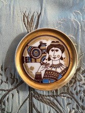 MOSA of Maastricht Pin Dish - Girl with Bird - Gold rim - 7.5 cm diameter - VGC