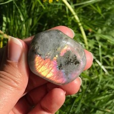 Labradorite Purple Pink Sunset Flash Palm Worry Stone Crystal