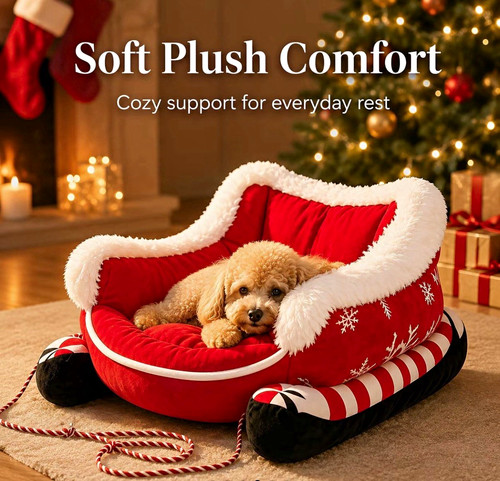 Christmas sleigh plush dog - sleigh,