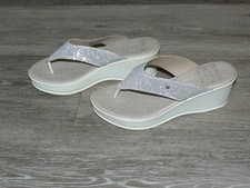 New Silver Sparkling Diamante Comfort Wedges Sandals Sz UK 5 EU 38 Cushion sole
