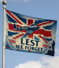 WW2 Remembrance Day Flag 3x5ft Lest We Forget Union Jack VE Day Banner