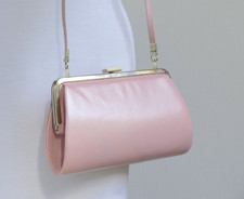 PURSE FRAME , POWDER PINK SHOULDER BAG / CLUTCH , CONVERTIBLE , DET. STRAP , Sml