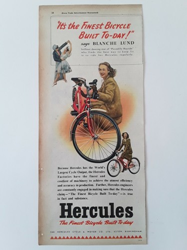 Hercules bicycle advert 1947 - advert,
