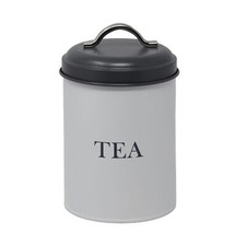 1.2L White Tea Canister Storage Container Caddy Grey Airtight Jar Handle Lid