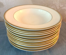  PAIR Soup Bowls 22cm (6 prs avail) . Vintage Royal Doulton, Gold Rim. 1996 VG 