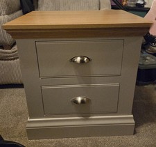 Loire two tone bed side table grey with oak top, Perfect Condition