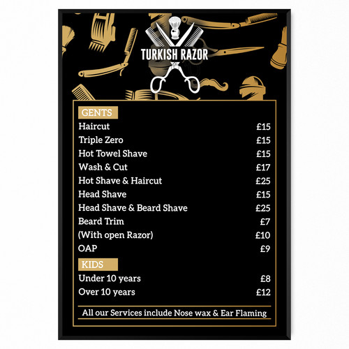 Barber shop price salon - price, list