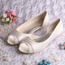 Peeptoe ivory white satin