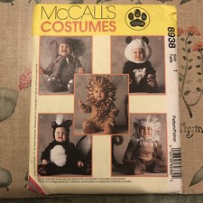 Baby Dressing Up PATTERN Animals Size 1 Elephant Lion Panda McCall’s 8938 Uncut