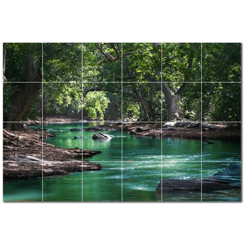 River ceramic tile - tile, mural