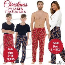 Mens Womens Kids Matching Christmas Xmas Family Pyjamas Pants Lounge Novelty