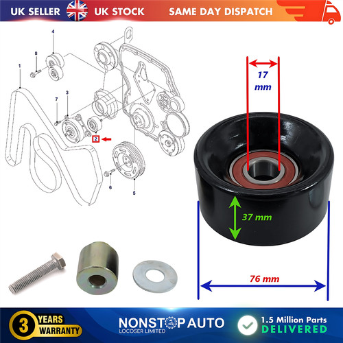 Fan belt tensioner - pulley, for