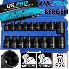 US PRO E-TORX IMPACT EXTERNAL E TORX Sockets E-TYPE Female Torx IMPACT SocketSet