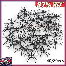 40/80 pcs Realistic Plastic Spiders Small Spider Toys Black Mini Fake Spiders UK
