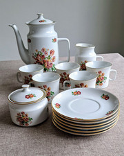 Vintage TK Thun Czechoslovakia 14 pc Coffee/Tea set - Floral Porcelain #42