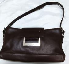 LOEWE Rare Small Leather Handbag Brown Women's Vintage Top Handle S 12.5x23x3cm