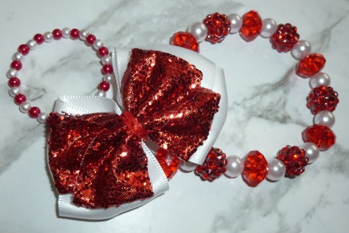White pearl red glitter - pearl,