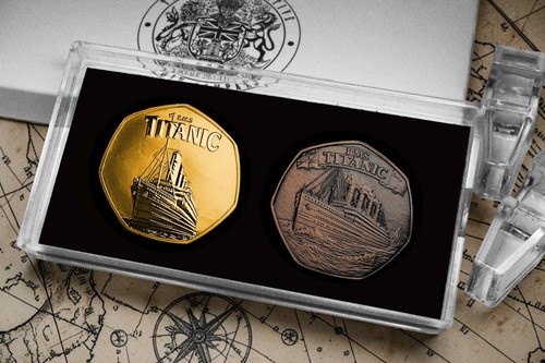 Cased pair rms titanic gold - of,