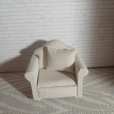Dolls House Single cream Arm Chair  1/12th Scale