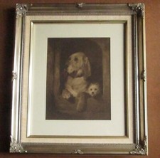 Edwin Landseer Dignity and Impudence Vintage Sepia Print Bloodhound Terrier F&G