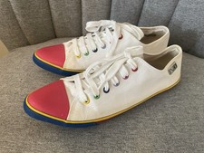 Red Or Dead Y2K Vintage White Canvas Lace Up Pointed Trainers Plimsoles Shoes 5