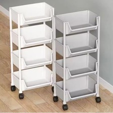 4 Tier Storage Trolley Cart on Wheels Kitchen Bathroom Laundry Rolling Rack
